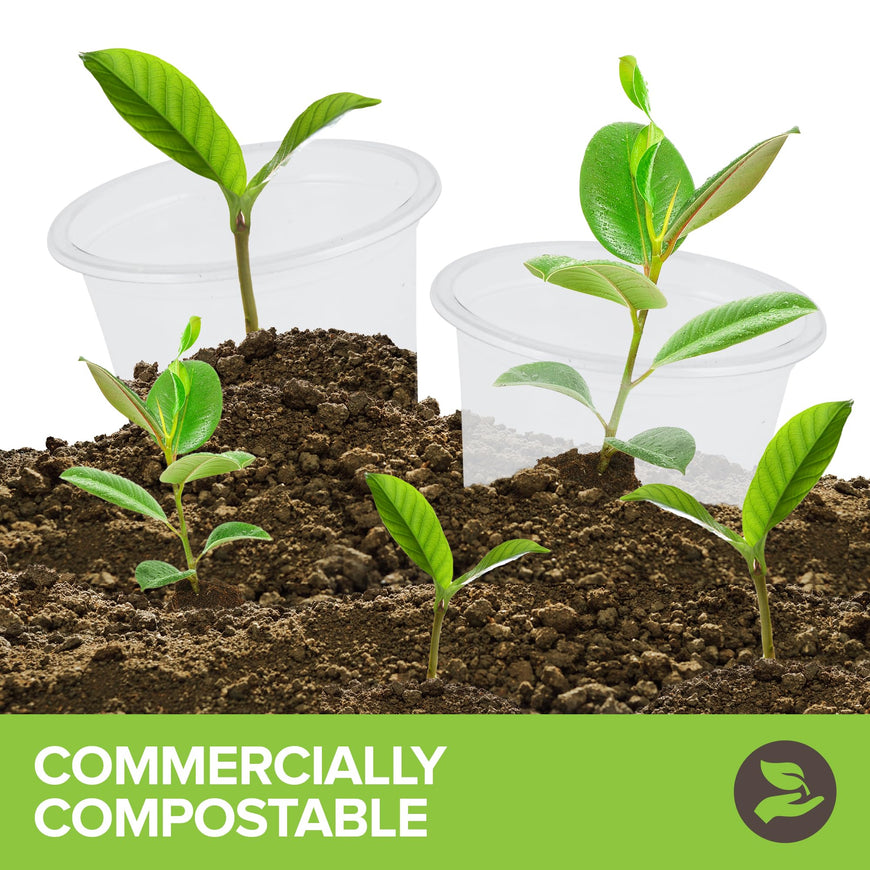 Stock Your Home (1000 Pcs) Clear Commercially Compostable Shot Glasses 1 oz, Plant Based Eco Disposable Shot Cups for Jello, Sauce, Condiments, Environmentally Friendly Sustainable