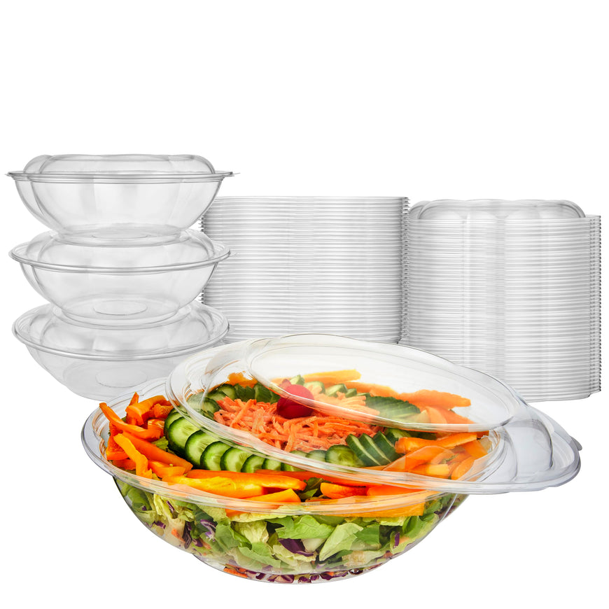 Stock Your Home Plastic Salad Bowls with Lids, 10 Count, 64 oz