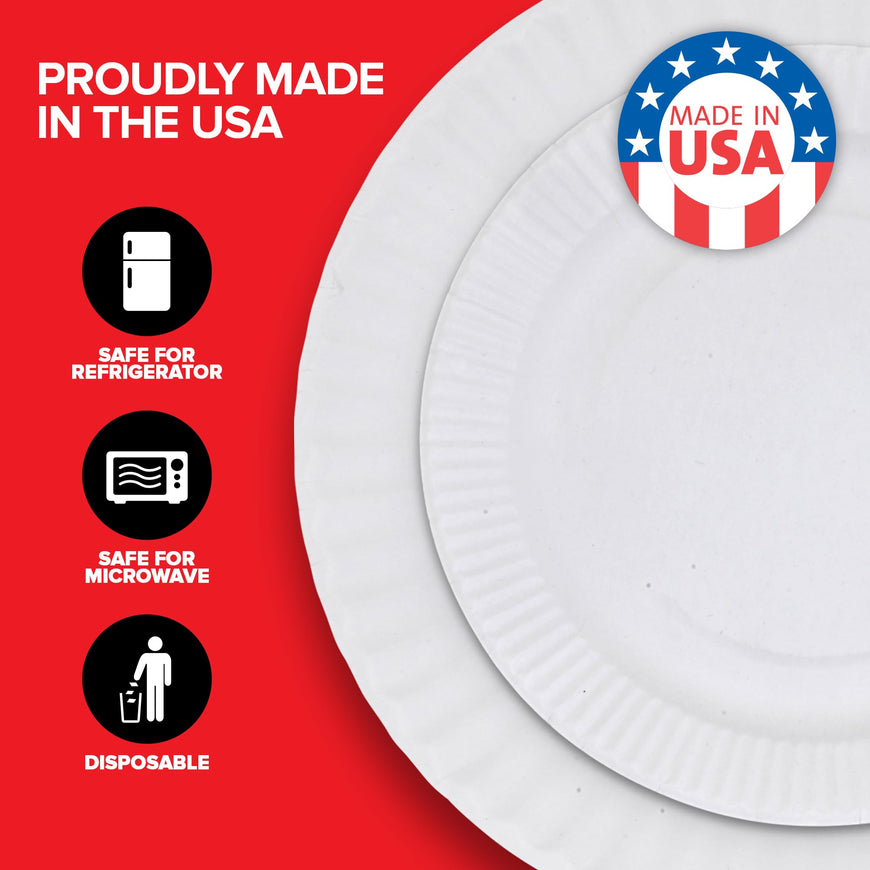 Stock Your Home (600 Pcs 6 Inch + 9 Inch Paper Plates Uncoated Combo Pack, 300-Count Each, for Everyday Use, 9