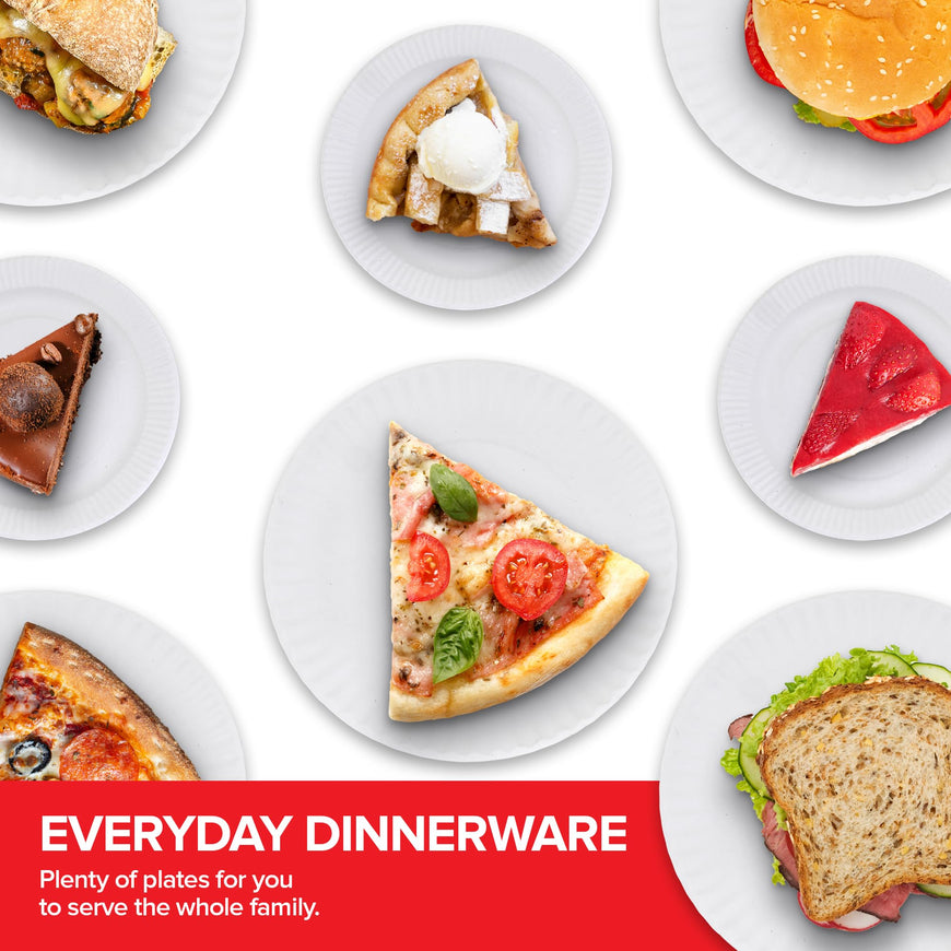 Stock Your Home (600 Pcs 6 Inch + 9 Inch Paper Plates Uncoated Combo Pack, 300-Count Each, for Everyday Use, 9