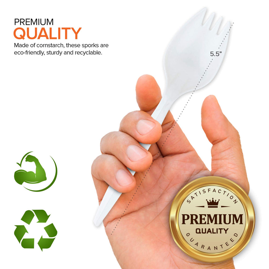Stock Your Home Medium Weight White Plastic Spork - 100 Pack