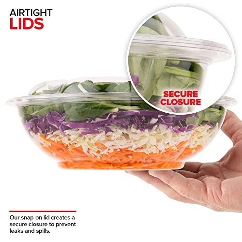 Stock Your Home Plastic Salad Bowls with Lids, 10 Count, 64 oz