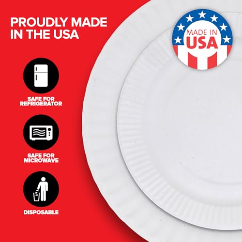 Stock Your Home (600 Pcs 6 Inch + 9 Inch Paper Plates Uncoated Combo Pack, 300-Count Each, for Everyday Use, 9
