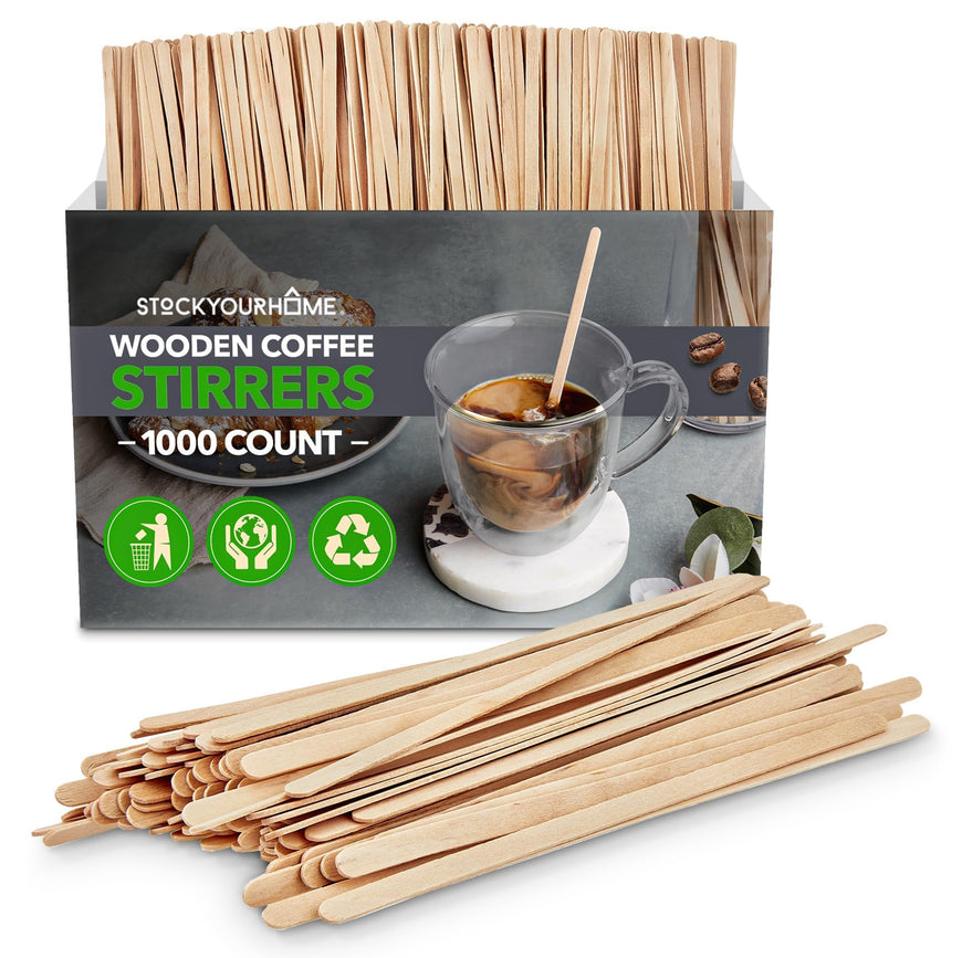 Stock Your Home Wooden Coffee Stirrers 1000