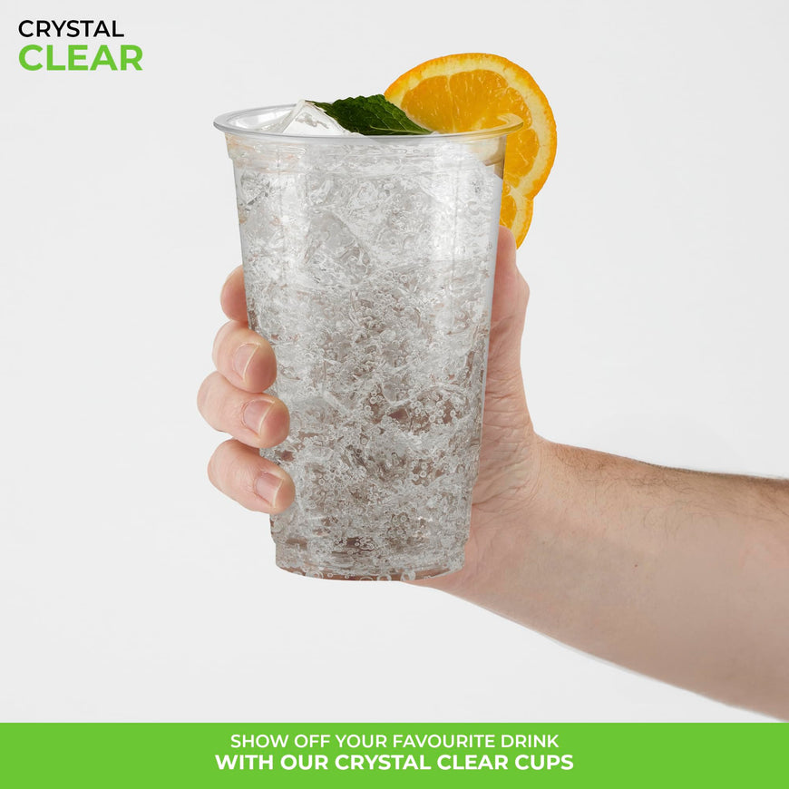 Stock Your Home 32 oz Clear Commercially Compostable Cold Cups Plant Based Eco Party Cup, Environmentally Friendly Recyclable Disposable Sustainable for Water, Wine & Beer Sample (50 Pack)