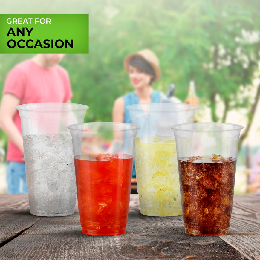 Stock Your Home 32 oz Clear Commercially Compostable Cold Cups Plant Based Eco Party Cup, Environmentally Friendly Recyclable Disposable Sustainable for Water, Wine & Beer Sample (50 Pack)