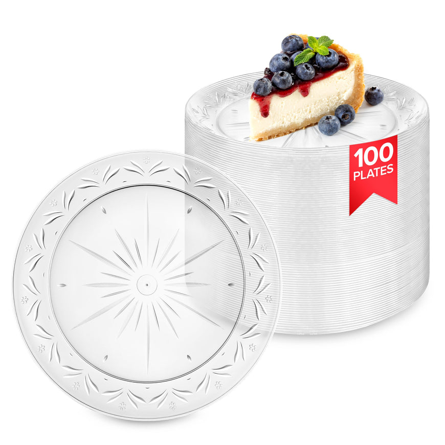 Stock Your Home 100 Count Premium Clear Plastic Plates 7