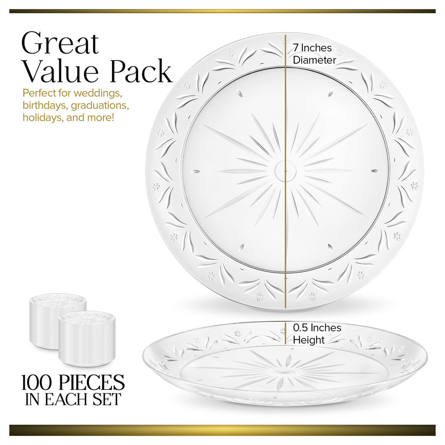 Stock Your Home 100 Count Premium Clear Plastic Plates 7