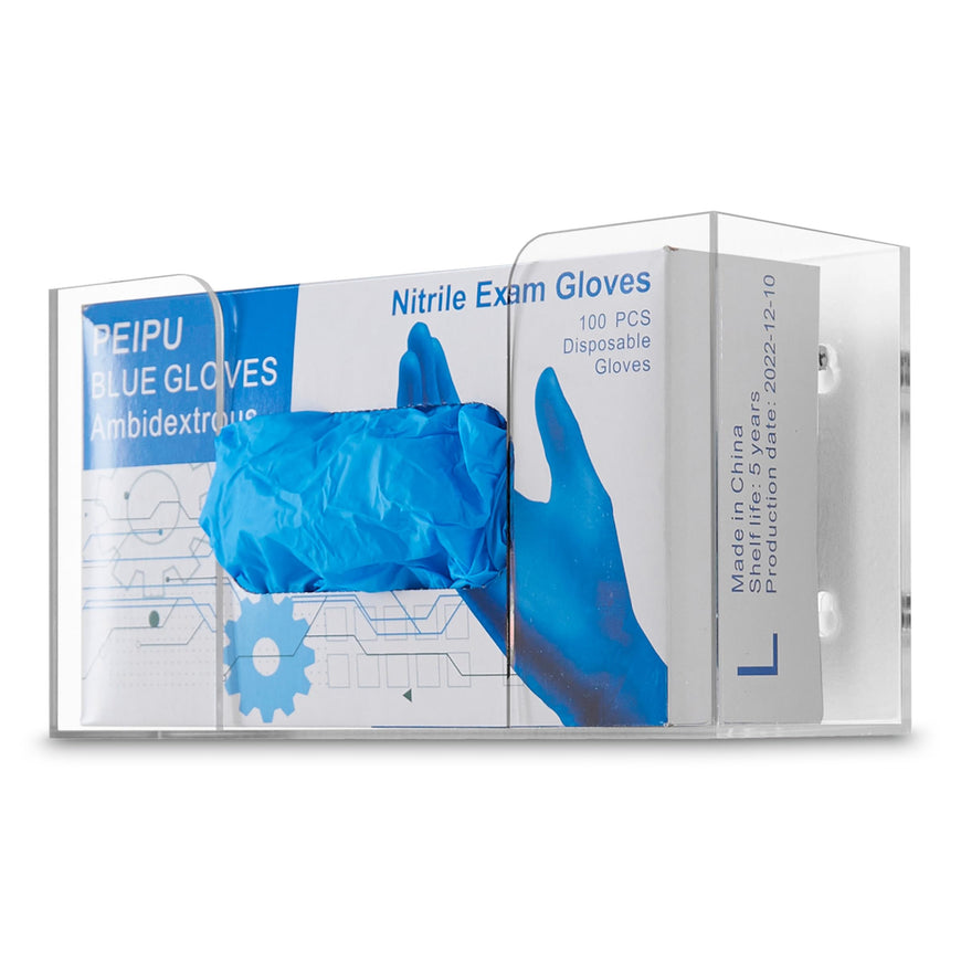 Stock Your Home Single Acrylic Gloves Dispenser (2 Pack) Tissue Box Shelf, Glove Holder Wall Mount, for Kitchen, Cleaning Closet, Lab, Exam, Office