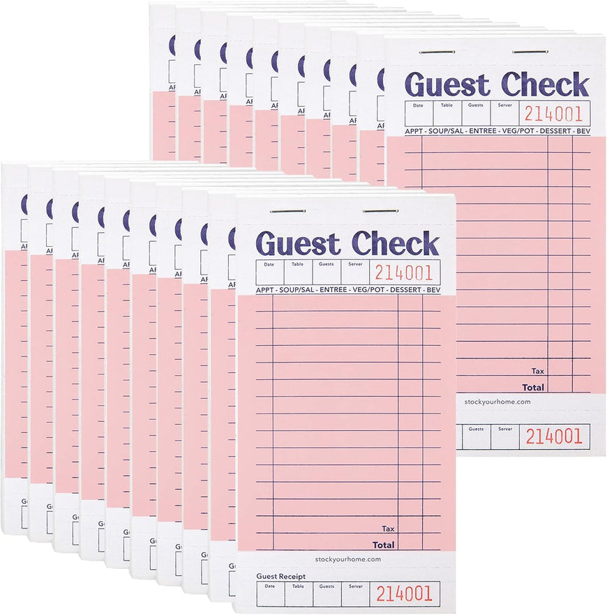 Guest Check Pad - Pink (160 Pack)