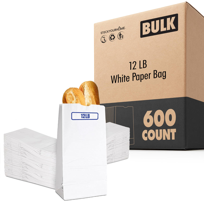 12 LB White Paper Bag (600 Pack)