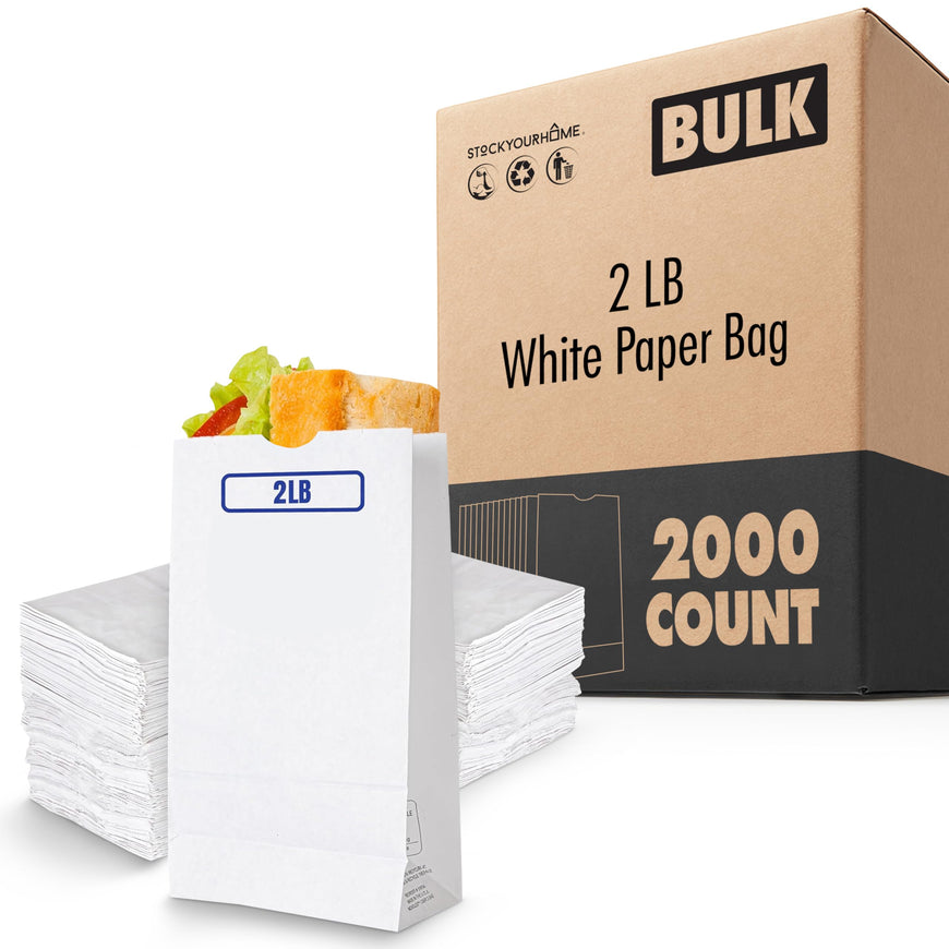 2 LB White Paper Bag (2000 Pack)