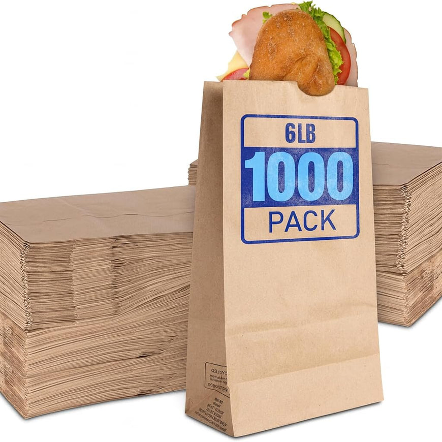 6 Lb Kraft Brown Paper Bags 1000 count