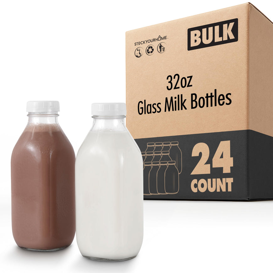32 oz Glass Milk Bottles (24 Pack)