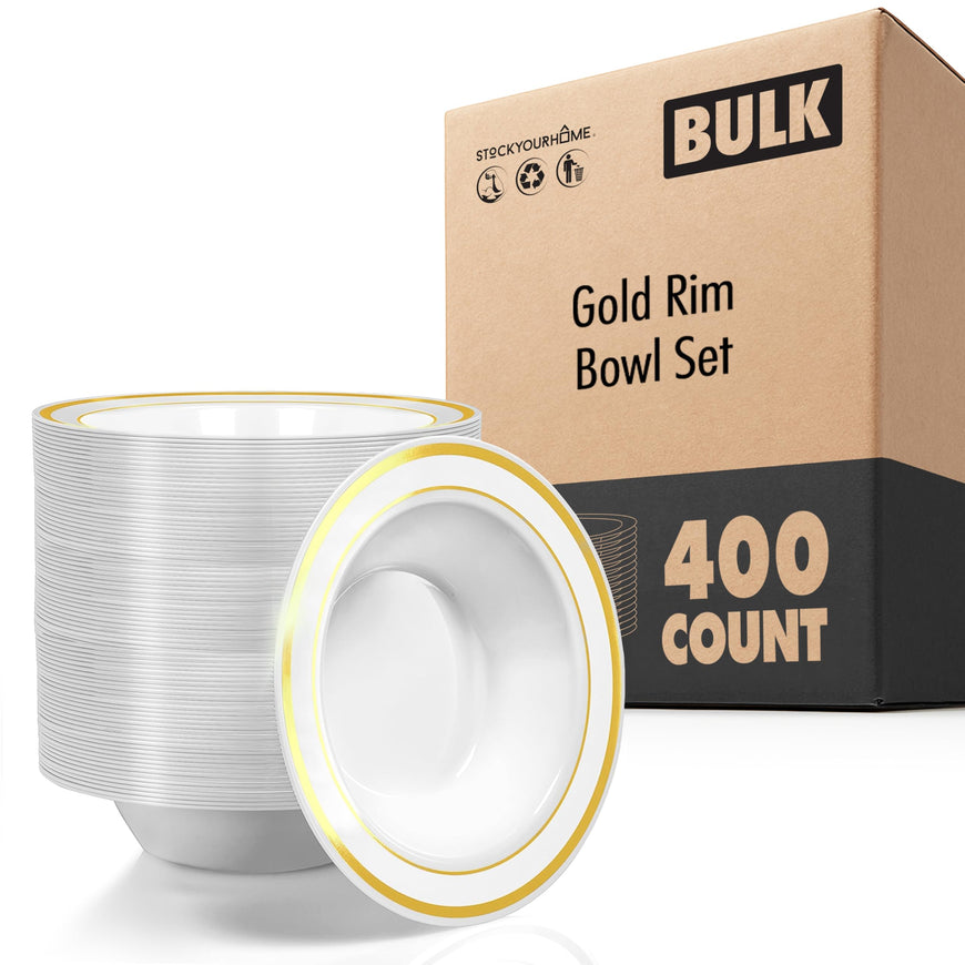 400 Piece Gold Rim Bowl Set