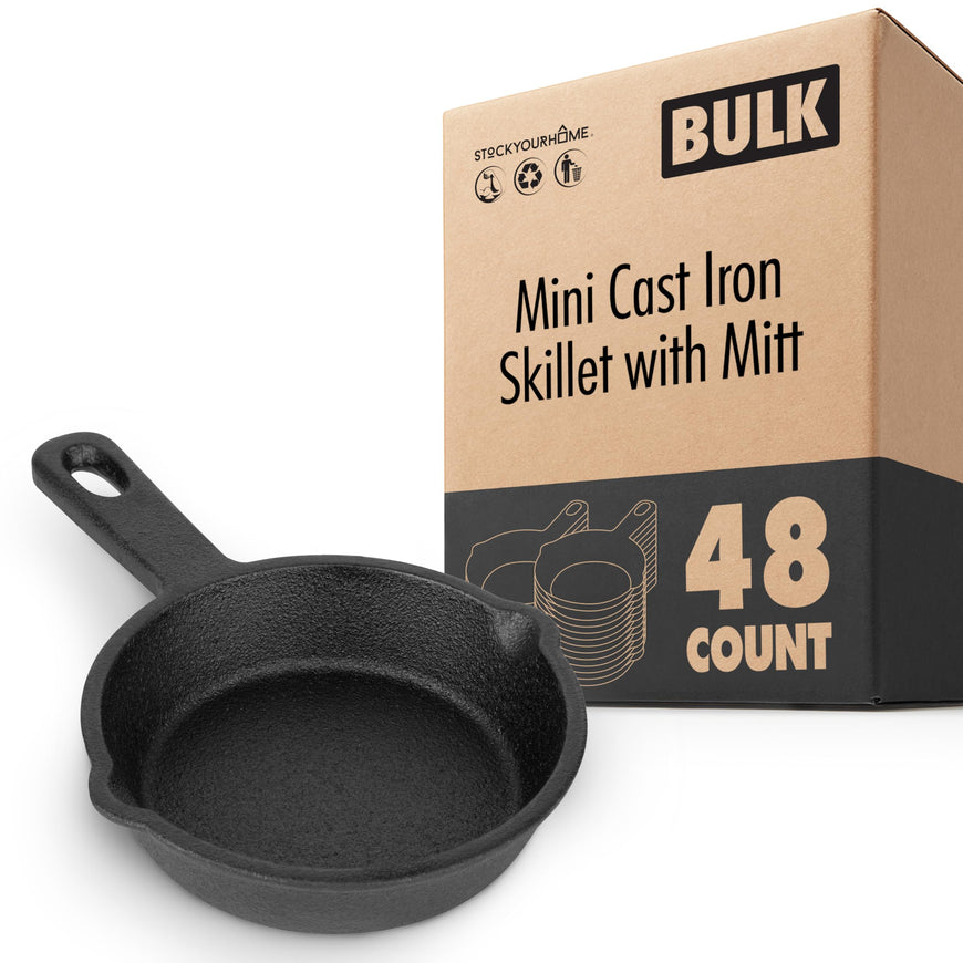 Mini Cast Iron Skillet with Mitt (48ct)
