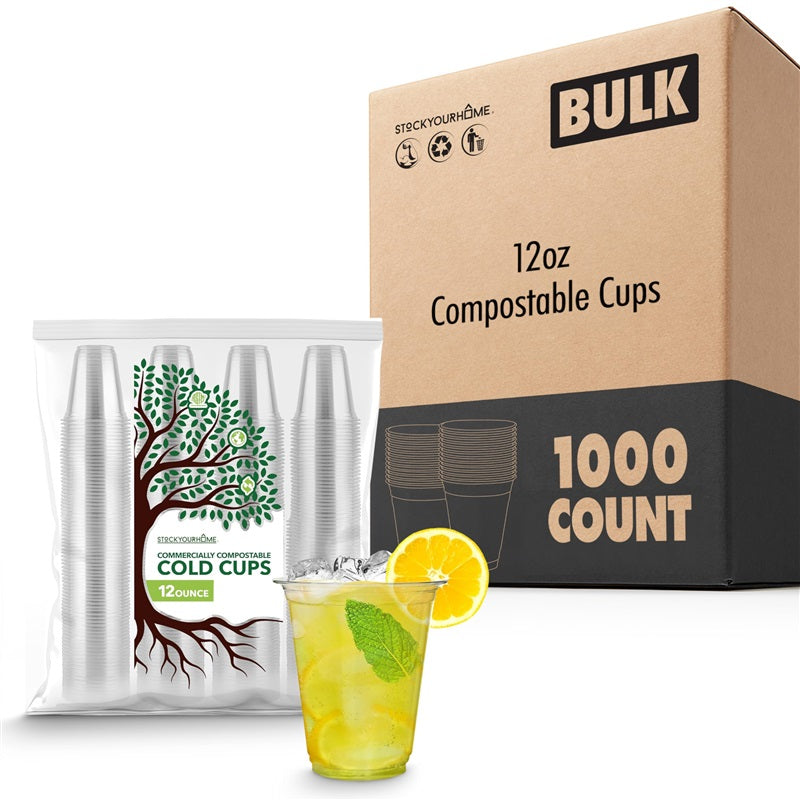 Stock Your Home 12 oz Clear Cold Cups 1000 Pack Plastic Party Cups for Water and Wine