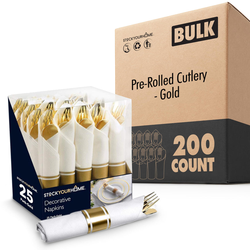 Pre-Rolled Cutlery - Gold (200 Pack)