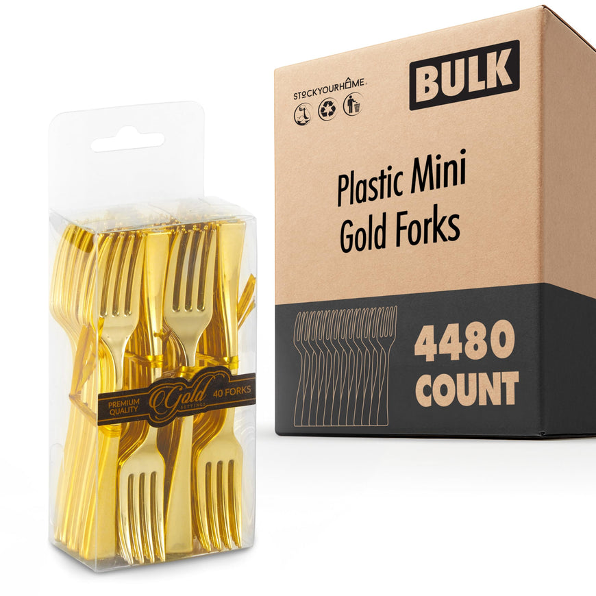 Plastic Mini Gold Forks (4480 Pack)