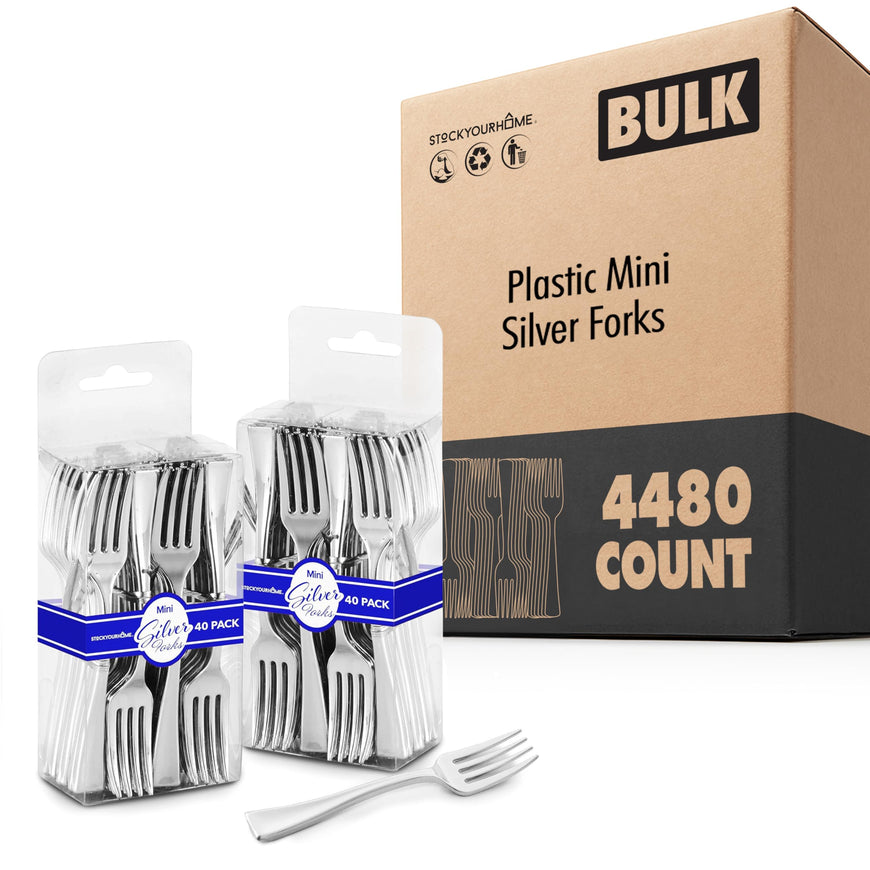 Plastic Mini Silver Forks (4480 Pack)