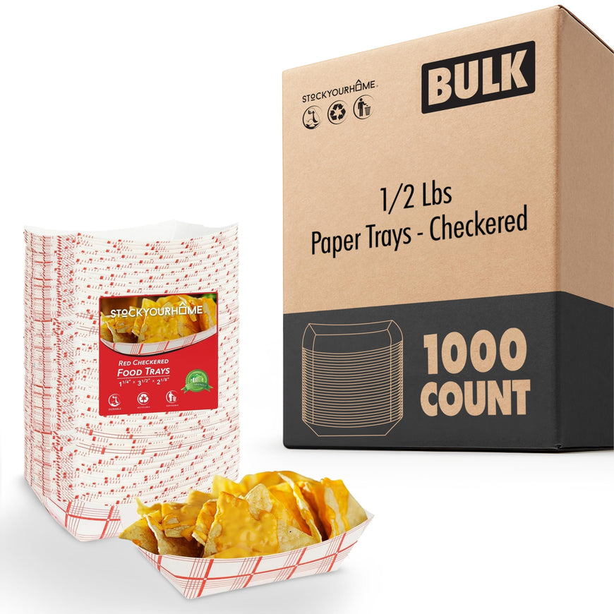 1/2 Lbs Paper Trays - Checkered (1000 Pack)