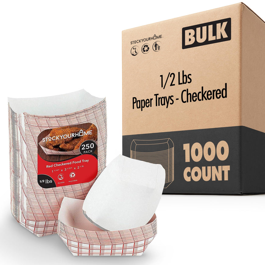 1/2 Lbs Paper Trays - Checkered (1000 Pack)