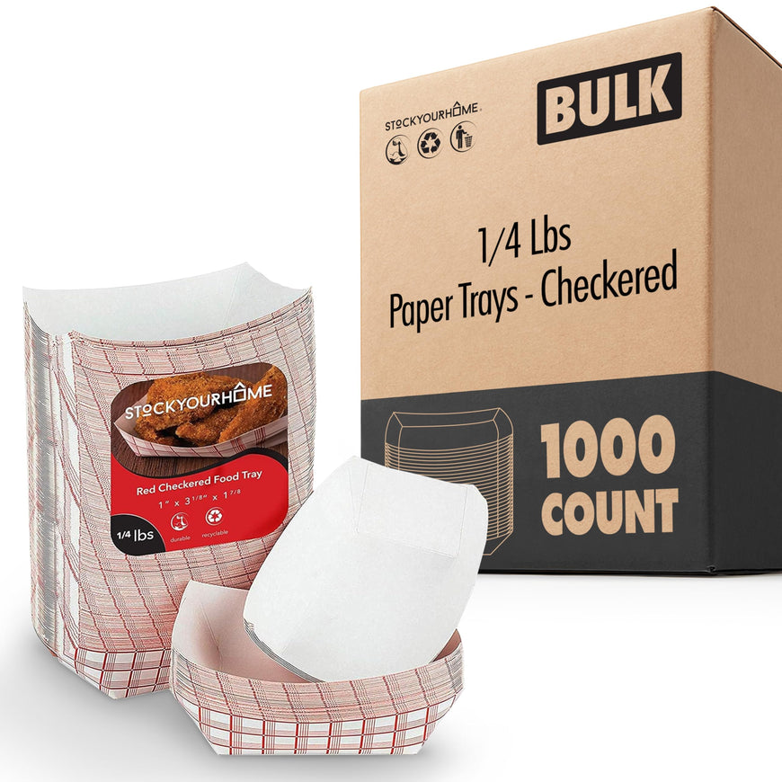 1/4 Lbs Paper Trays - Checkered (1000 Pack)