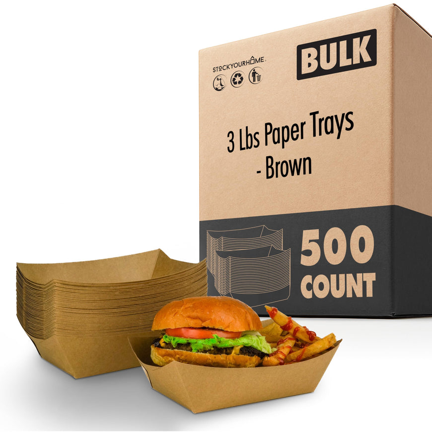 3 Lbs Paper Trays - Brown (500 Pack)