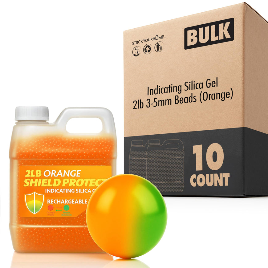 Indicating Silica Gel 2lb 3-5mm Beads (Orange) 10 Pack