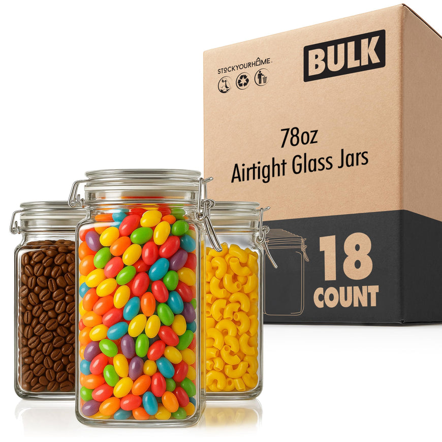 78oz Airtight Glass Jars (18 Pack)