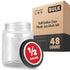 Half-Gallon Clear Plastic Jars (48 Pack) - black lids