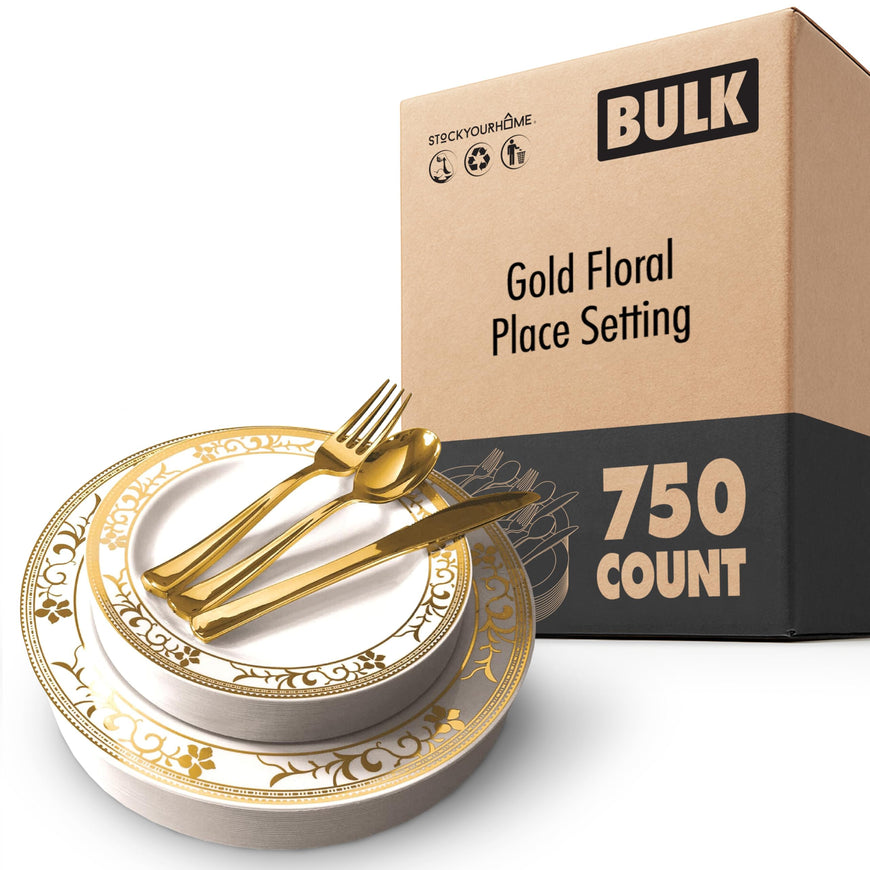 Gold Floral Place Setting (750 Pack)