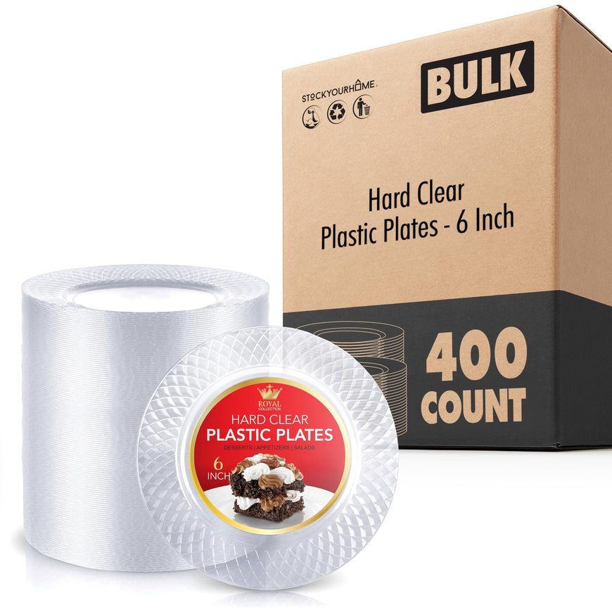 Hard Clear Plastic Plates - 6 Inch (400 Pack)