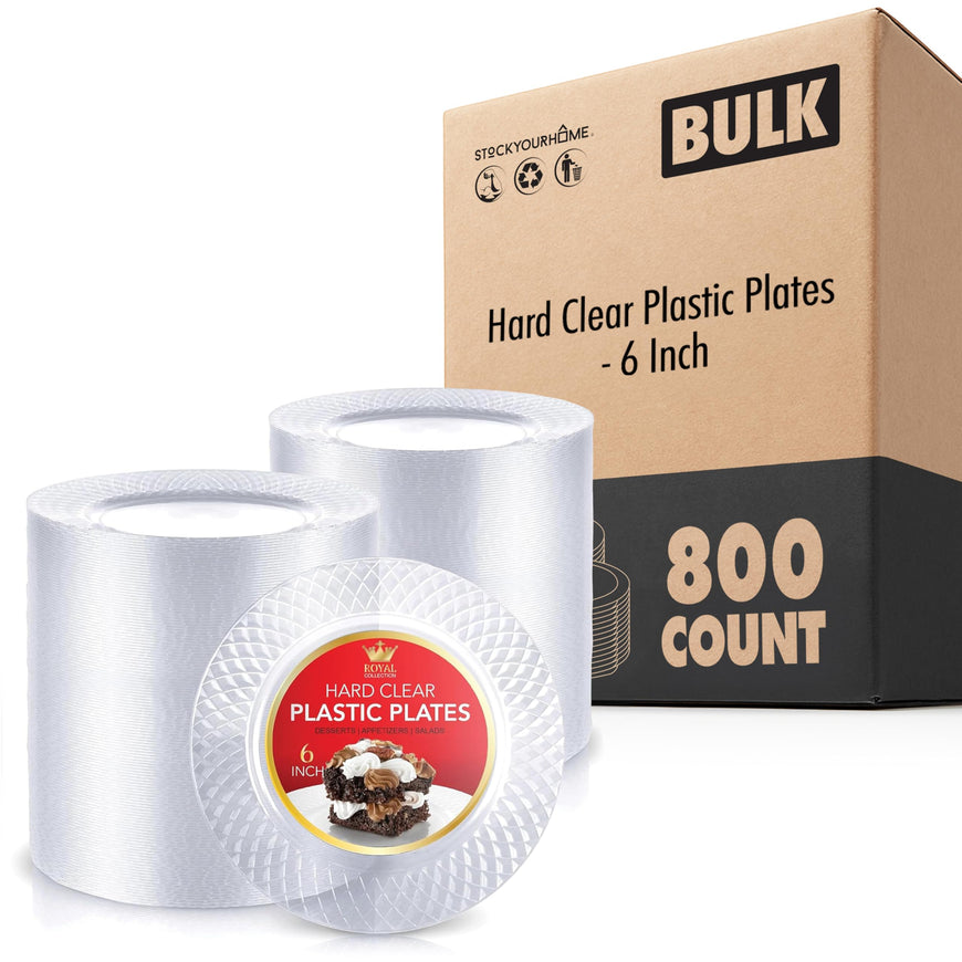 Hard Clear Plastic Plates - 6 Inch (800 Pack)