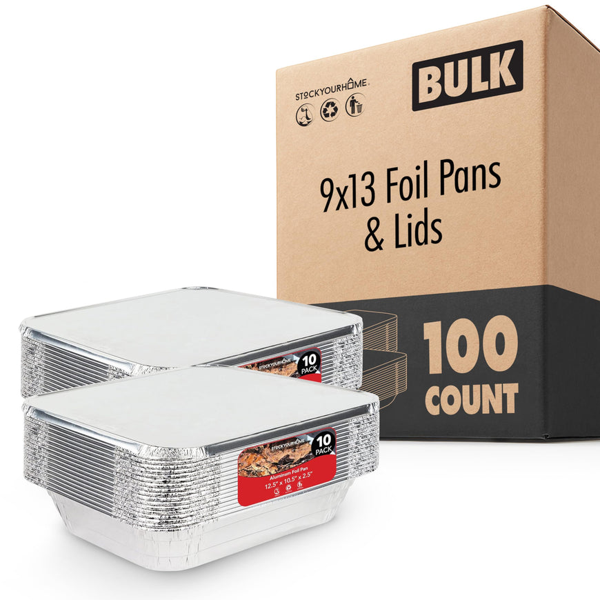 9x13 Foil pans with Lids (100 Pack)