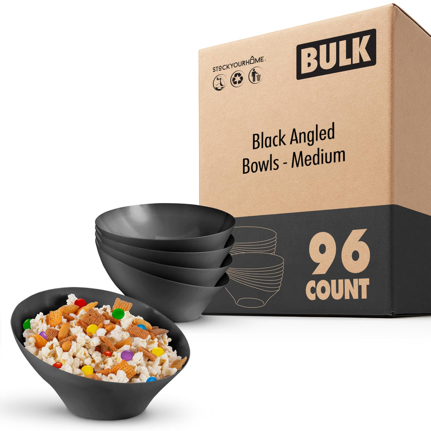Black Angled Bowls - Medium (96 Pack)