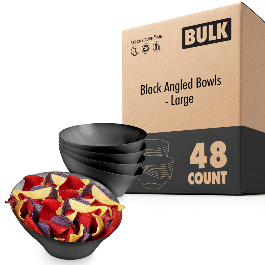 Black Angled Bowls - Large (48 Pack)