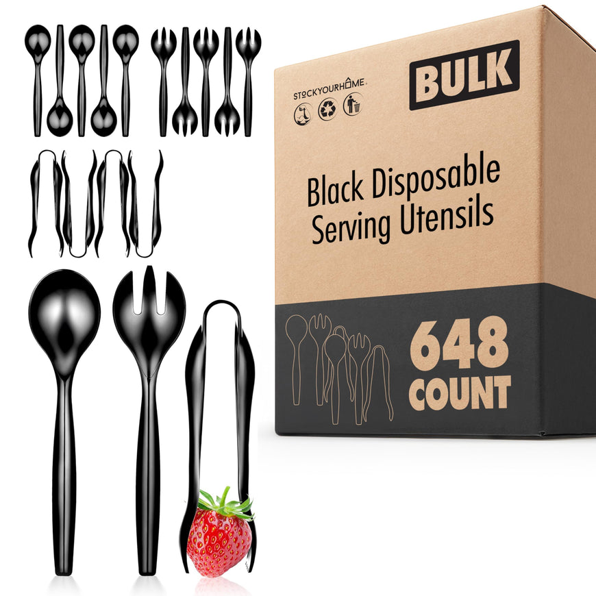 Black Disposable Serving Utensils 648 Pack