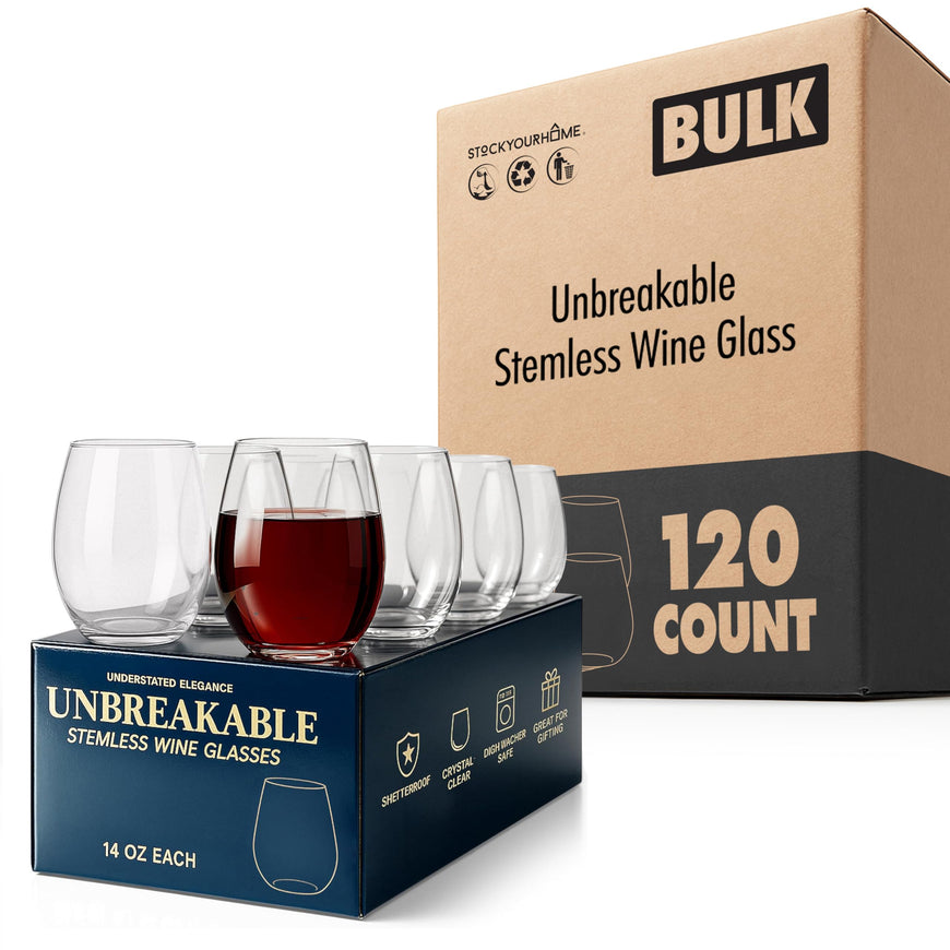 Unbreakable Stemless Wine Glass - Set of 120