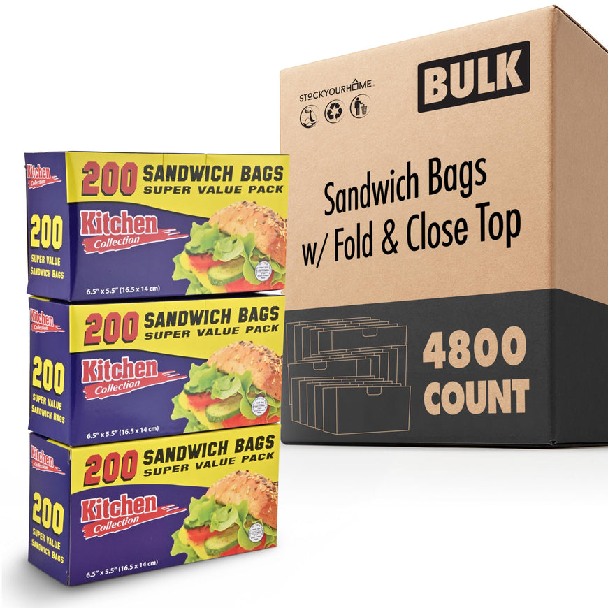 Sandwich Bags w/ Fold & Close Top - 4800 pack