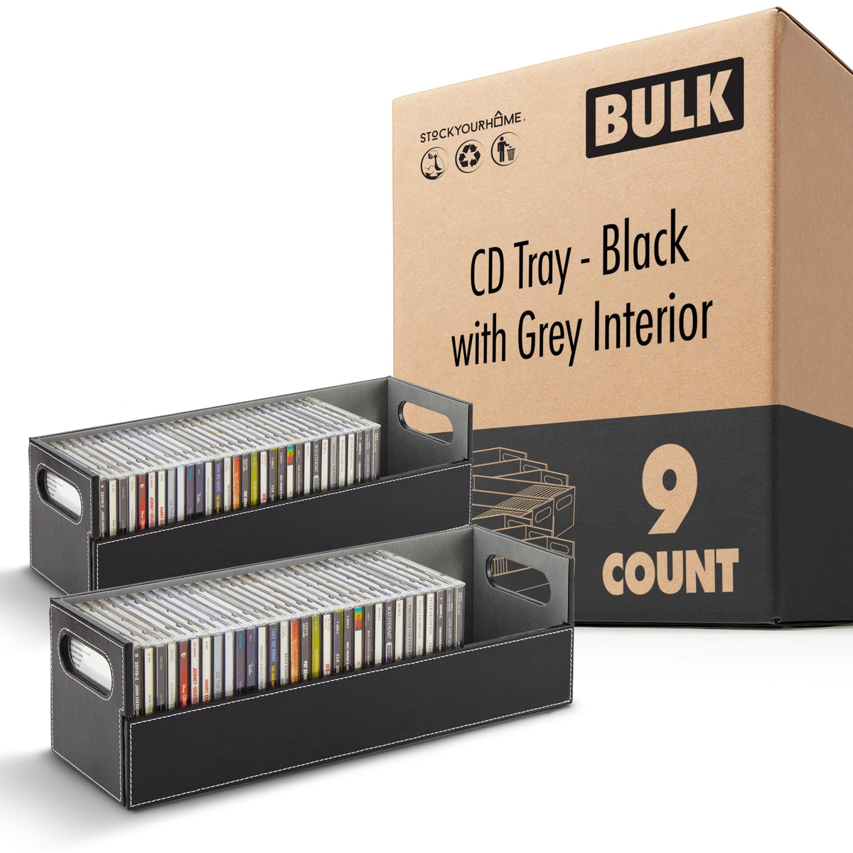 CD Tray - Black with Grey Interior 9 Pack – Stock Your Home