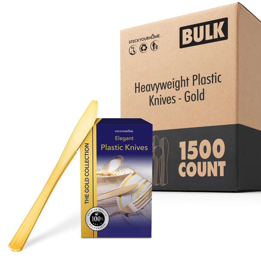 Heavyweight Plastic Knives - Gold (1500 Pack)