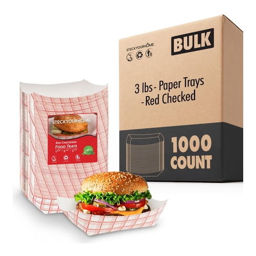 Paper Trays - Red Checked - 3 lbs - 1000 Pack
