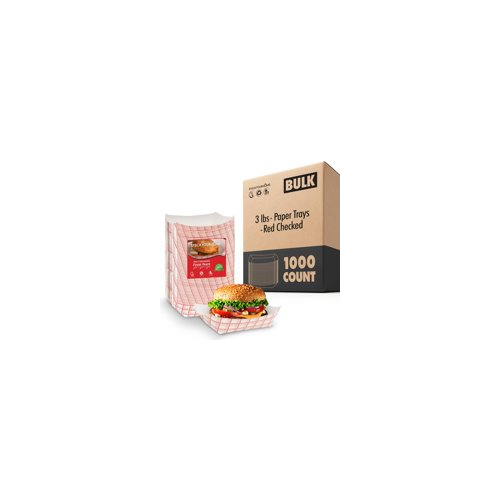 Paper Trays - Red Checked - 3 lbs - 1000 Pack