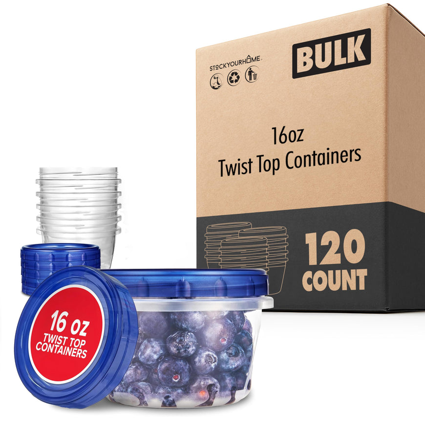 Twist Top Containers - 16oz (120 Pack)