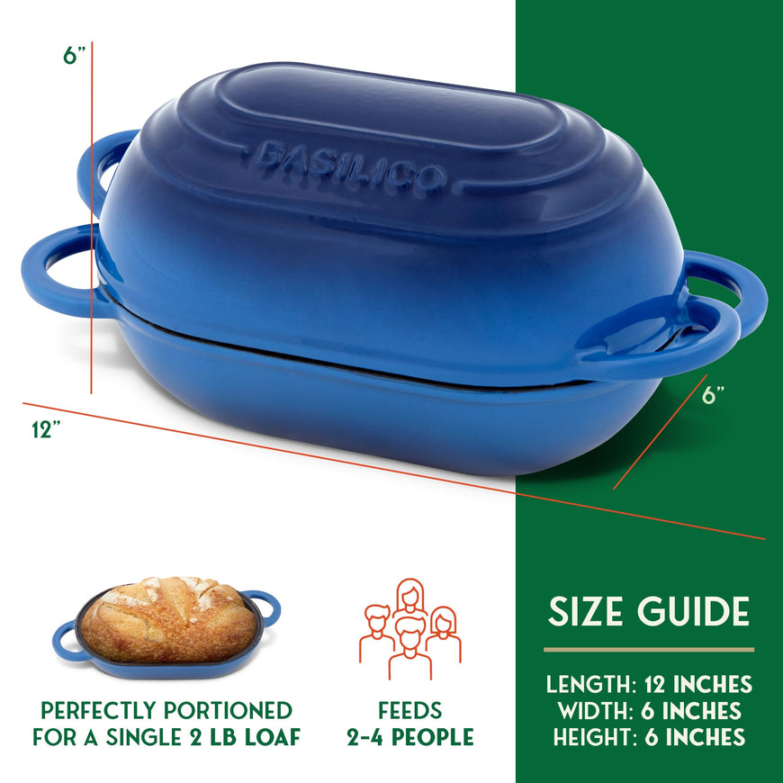 Bread Cast Iron Dutch Oven(Blue) 2 Count