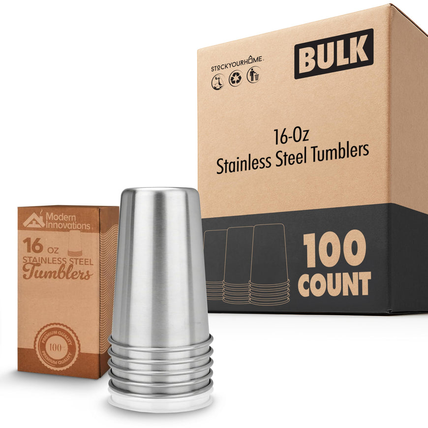 16-Oz Stainless Steel Tumblers (100 Pack)