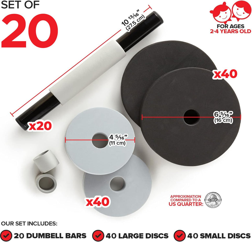 Kids Dumbbells - Black & Gray (20 Pack)