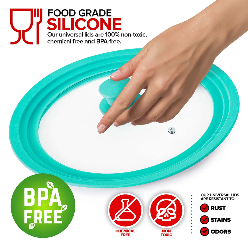 Silicone Universal Lid - Turquoise (Set of 16)
