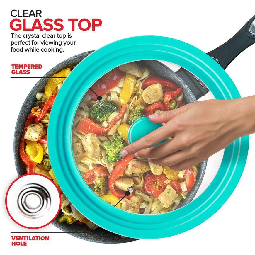 Silicone Universal Lid - Turquoise (Set of 16)